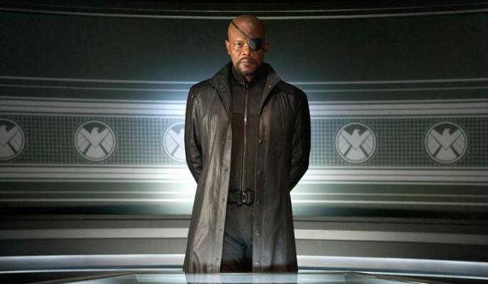 Foto de Samuel L. Jackson como Nick Fury em Vingadores. Personagem pode estar em Capitã Marvel.