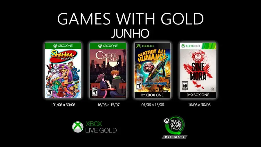 Jogos do Xbox Live Gold junho de 2020