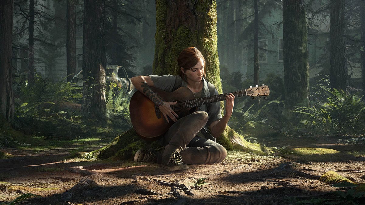 Ellie na floresta em The Last of Us Parte II